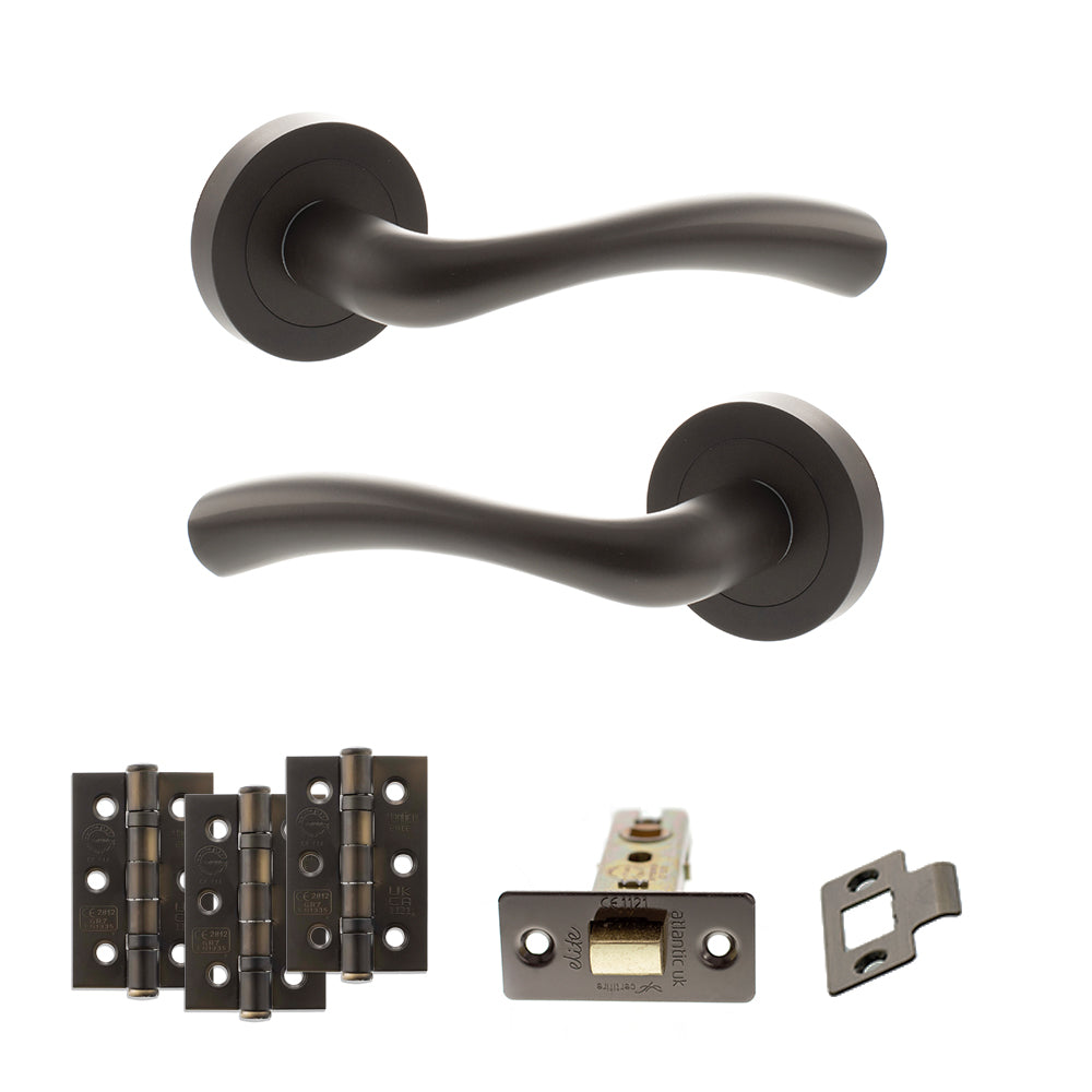 Quality image of STATUS Texas Door Handle Pack (Latch Set - 2.5" CE Latch, 3" Fire Rated Hinges x3) - Urban Dark Bronze | Sku. adps35rudb1 | available from Trade Door Handles.