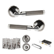 Quality image of STATUS Dakota Door Handle Pack (Bathroom Set - 2.5" CE Bathroom Lock, 4" Fire Rated Hinges x3) - Black Nickel/Polished Chrome | Sku. adps36rbnpc10 | available from Trade Door Handles.