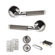 Quality image of STATUS Dakota Door Handle Pack (Bathroom Set - 2.5" CE Bathroom Lock, 4" Slim Knuckle Hinges x2) - Black Nickel/Polished Chrome | Sku. adps36rbnpc12 | available from Trade Door Handles.