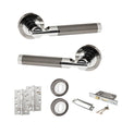 Quality image of STATUS Dakota Door Handle Pack (3 Lever Lock Set - 3" CE Sashlock, 4" Slim Knuckle Hinges x2) - Black Nickel/Polished Chrome | Sku. adps36rbnpc19 | available from Trade Door Handles.