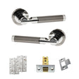 Quality image of STATUS Dakota Door Handle Pack (Latch Set - 2.5" CE Latch, 4" Slim Knuckle Hinges x2) - Black Nickel/Polished Chrome | Sku. adps36rbnpc5 | available from Trade Door Handles.