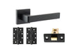 Quality image of STATUS Montana Door Handle Pack (Latch Set - 3" CE Latch, 4" Slim Knuckle Hinges x2) - Matt Black | Sku. adps40smb6 | available from Trade Door Handles.