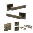 Quality image of STATUS Montana Door Handle Pack (Bathroom Set - 3" CE Bathroom Lock, 4" Slim Knuckle Hinges x2) - Antique Brass | Sku. adps40sab13 | available from Trade Door Handles.