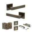 Quality image of STATUS Montana Door Handle Pack (3 Lever Lock Set - 2.5" CE Sashlock, 3" Fire Rated Hinges x3) - Antique Brass | Sku. adps40sab14 | available from Trade Door Handles.