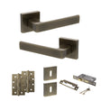 Quality image of STATUS Montana Door Handle Pack (3 Lever Lock Set - 3" CE Sashlock, 4" Slim Knuckle Hinges x2) - Antique Brass | Sku. adps40sab19 | available from Trade Door Handles.