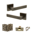 Quality image of STATUS Montana Door Handle Pack (Latch Set - 2.5" CE Latch, 3" Fire Rated Hinges x3) - Antique Brass | Sku. adps40sab1 | available from Trade Door Handles.