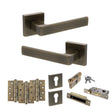 Quality image of STATUS Montana Door Handle Pack (Euro Lock Set - 3" CE Sashlock, 4" Fire Rated Hinges x3) - Antique Brass | Sku. adps40sab23 | available from Trade Door Handles.