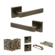 Quality image of STATUS Montana Door Handle Pack (Bathroom Set - 3" CE Bathroom Lock, 3" Fire Rated Hinges x3) - Antique Brass | Sku. adps40sab9 | available from Trade Door Handles.