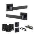 Quality image of STATUS Montana Door Handle Pack (Bathroom Set - 2.5" CE Bathroom Lock, 4" Fire Rated Hinges x3) - Matt Black | Sku. adps40smb10 | available from Trade Door Handles.
