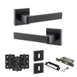 Quality image of STATUS Montana Door Handle Pack (3 Lever Lock Set - 3" CE Sashlock, 3" Fire Rated Hinges x3) - Matt Black | Sku. adps40smb15 | available from Trade Door Handles.