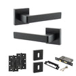 Quality image of STATUS Montana Door Handle Pack (3 Lever Lock Set - 2.5" CE Sashlock, 4" Slim Knuckle Hinges x2) - Matt Black | Sku. adps40smb18 | available from Trade Door Handles.