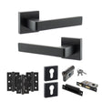 Quality image of STATUS Montana Door Handle Pack (Euro Lock Set - 3" CE Sashlock, 3" Fire Rated Hinges x3) - Matt Black | Sku. adps40smb21 | available from Trade Door Handles.