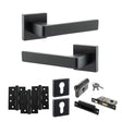 Quality image of STATUS Montana Door Handle Pack (Euro Lock Set - 3" CE Sashlock, 4" Fire Rated Hinges x3) - Matt Black | Sku. adps40smb23 | available from Trade Door Handles.