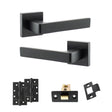 Quality image of STATUS Montana Door Handle Pack (Latch Set - 2.5" Latch, 3" Hinges x2) - Matt Black | Sku. adps40smb7 | available from Trade Door Handles.