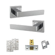 Quality image of STATUS Montana Door Handle Pack (Latch Set - 2.5" CE Latch, 4" Slim Knuckle Hinges x2) - Polished Chrome | Sku. adps40spc5 | available from Trade Door Handles.