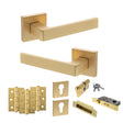 Quality image of STATUS Montana Door Handle Pack (Euro Lock Set - 3" CE Sashlock, 3" Fire Rated Hinges x3) - Satin Brass | Sku. adps40ssb21 | available from Trade Door Handles.