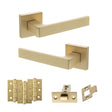 Quality image of STATUS Montana Door Handle Pack (Latch Set - 3" CE Latch, 3" Fire Rated Hinges x3) - Satin Brass | Sku. adps40ssb2 | available from Trade Door Handles.