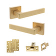 Quality image of STATUS Montana Door Handle Pack (Latch Set - 2.5" CE Latch, 4" Slim Knuckle Hinges x2) - Satin Brass | Sku. adps40ssb5 | available from Trade Door Handles.