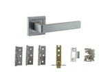 Quality image of STATUS Montana Door Handle Pack (Latch Set - 3" CE Latch, 3" Fire Rated Hinges x3) - Satin Chrome | Sku. adps40ssc2 | available from Trade Door Handles.