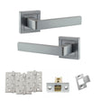 Quality image of STATUS Montana Door Handle Pack (Latch Set - 2.5" CE Latch, 4" Fire Rated Hinges x3) - Satin Chrome | Sku. adps40ssc3 | available from Trade Door Handles.