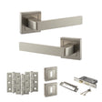 Quality image of STATUS Montana Door Handle Pack (3 Lever Lock Set - 2.5" CE Sashlock, 3" Fire Rated Hinges x3) - Satin Nickel | Sku. adps40ssn14 | available from Trade Door Handles.
