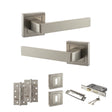 Quality image of STATUS Montana Door Handle Pack (3 Lever Lock Set - 3" CE Sashlock, 4" Slim Knuckle Hinges x2) - Satin Nickel | Sku. adps40ssn19 | available from Trade Door Handles.