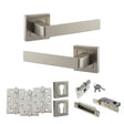 Quality image of STATUS Montana Door Handle Pack (Euro Lock Set - 2.5" CE Sashlock, 4" Fire Rated Hinges x3) - Satin Nickel | Sku. adps40ssn22 | available from Trade Door Handles.