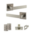 Quality image of STATUS Montana Door Handle Pack (Latch Set - 2.5" CE Latch, 4" Slim Knuckle Hinges x2) - Satin Nickel | Sku. adps40ssn5 | available from Trade Door Handles.