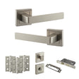 Quality image of STATUS Montana Door Handle Pack (Bathroom Set - 3" CE Bathroom Lock, 3" Fire Rated Hinges x3) - Satin Nickel | Sku. adps40ssn9 | available from Trade Door Handles.