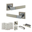Quality image of STATUS Montana Door Handle Pack (Bathroom Set - 2.5" CE Bathroom Lock, 4" Fire Rated Hinges x3) - Satin Nickel/Polished Chrome | Sku. adps40ssnpc10 | available from Trade Door Handles.