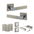 Quality image of STATUS Montana Door Handle Pack (3 Lever Lock Set - 2.5" CE Sashlock, 3" Fire Rated Hinges x3) - Satin Nickel/Polished Chrome | Sku. adps40ssnpc14 | available from Trade Door Handles.