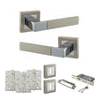 Quality image of STATUS Montana Door Handle Pack (3 Lever Lock Set - 3" CE Sashlock, 4" Fire Rated Hinges x3) - Satin Nickel/Polished Chrome | Sku. adps40ssnpc17 | available from Trade Door Handles.