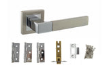Quality image of Atlantic Montana Door Pack Bundle (2.5" Latch, 3"x2" Hingesx3) - Satin Nickel/Polished Chrome | Sku. adpbs40ssnpc25 | available from Trade Door Handles.