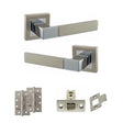 Quality image of STATUS Montana Door Handle Pack (Latch Set - 3" CE Latch, 4" Slim Knuckle Hinges x2) - Satin Nickel/Polished Chrome | Sku. adps40ssnpc6 | available from Trade Door Handles.