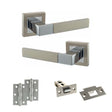 Quality image of STATUS Montana Door Handle Pack (Latch Set - 2.5" Latch, 3" Hinges x2) - Satin Nickel/Polished Chrome | Sku. adps40ssnpc7 | available from Trade Door Handles.