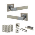 Quality image of STATUS Montana Door Handle Pack (Bathroom Set - 3" CE Bathroom Lock, 3" Fire Rated Hinges x3) - Satin Nickel/Polished Chrome | Sku. adps40ssnpc9 | available from Trade Door Handles.