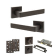 Quality image of STATUS Montana Door Handle Pack (Bathroom Set - 2.5" CE Bathroom Lock, 4" Slim Knuckle Hinges x2) - Urban Dark Bronze | Sku. adps40sudb12 | available from Trade Door Handles.