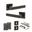 Quality image of STATUS Montana Door Handle Pack (3 Lever Lock Set - 2.5" CE Sashlock, 4" Slim Knuckle Hinges x2) - Urban Dark Bronze | Sku. adps40sudb18 | available from Trade Door Handles.