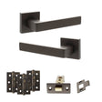 Quality image of STATUS Montana Door Handle Pack (Latch Set - 3" CE Latch, 3" Fire Rated Hinges x3) - Urban Dark Bronze | Sku. adps40sudb2 | available from Trade Door Handles.