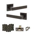 Quality image of STATUS Montana Door Handle Pack (Latch Set - 3" CE Latch, 4" Fire Rated Hinges x3) - Urban Dark Bronze | Sku. adps40sudb4 | available from Trade Door Handles.