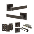 Quality image of STATUS Montana Door Handle Pack (Bathroom Set - 2.5" CE Bathroom Lock, 3" Fire Rated Hinges x3) - Urban Dark Bronze | Sku. adps40sudb8 | available from Trade Door Handles.