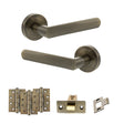 Quality image of STATUS Carolina Door Handle Pack (Latch Set - 3" CE Latch, 4" Fire Rated Hinges x3) - Antique Brass | Sku. adps42rab4 | available from Trade Door Handles.