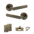 Quality image of STATUS Carolina Door Handle Pack (Latch Set - 3" CE Latch, 4" Slim Knuckle Hinges x2) - Antique Brass | Sku. adps42rab6 | available from Trade Door Handles.