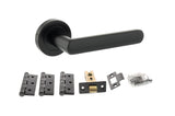 Quality image of STATUS Carolina Door Handle Pack (Latch Set - 2.5" CE Latch, 3" Fire Rated Hinges x3) - Matt Black | Sku. adps42rmb1 | available from Trade Door Handles.