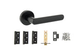 Quality image of STATUS Carolina Door Handle Pack (Latch Set - 3" CE Latch, 3" Fire Rated Hinges x3) - Matt Black | Sku. adps42rmb2 | available from Trade Door Handles.
