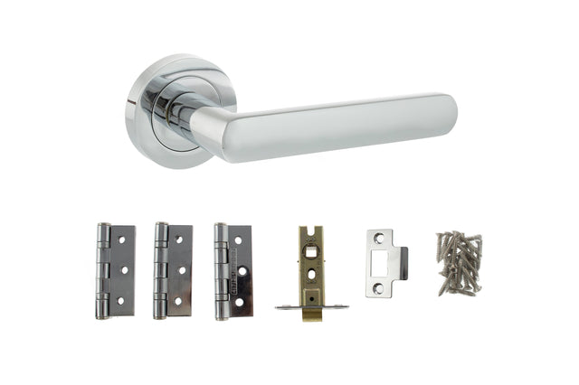 Quality image of STATUS Carolina Door Handle Pack (Latch Set - 2.5" CE Latch, 3" Fire Rated Hinges x3) - Polished Chrome | Sku. adps42rpc1 | available from Trade Door Handles.