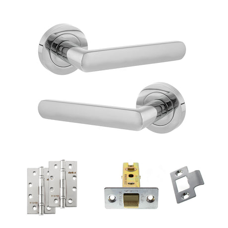 Quality image of STATUS Carolina Door Handle Pack (Latch Set - 2.5" CE Latch, 4" Slim Knuckle Hinges x2) - Polished Chrome | Sku. adps42rpc5 | available from Trade Door Handles.