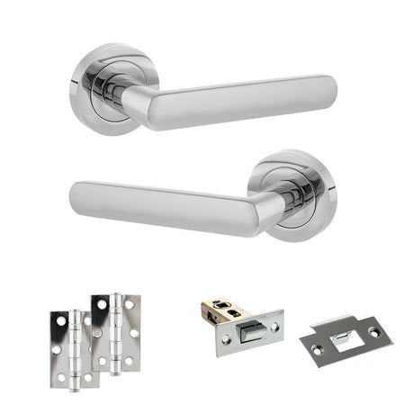 Quality image of STATUS Carolina Door Handle Pack (Latch Set - 2.5" Latch, 3" Hinges x2) - Polished Chrome | Sku. adps42rpc7 | available from Trade Door Handles.
