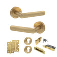 Quality image of STATUS Carolina Door Handle Pack (Euro Lock Set - 2.5" CE Sashlock, 4" Slim Knuckle Hinges x2) - Satin Brass | Sku. adps42rsb24 | available from Trade Door Handles.
