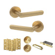 Quality image of STATUS Carolina Door Handle Pack (Bathroom Set - 3" CE Bathroom Lock, 3" Fire Rated Hinges x3) - Satin Brass | Sku. adps42rsb9 | available from Trade Door Handles.